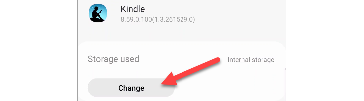 Кнопка «Изменить» в настройках хранилища приложения