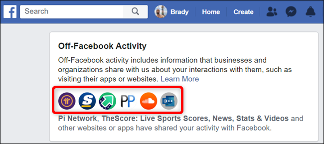 Нажмите на список иконок, чтобы увидеть полный список приложений и сайтов.