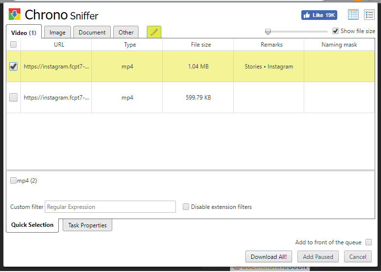 Сниффер Chrono — ссылки на видео разных качеств