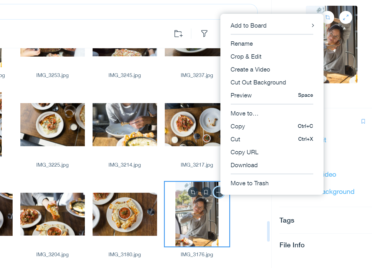 Параметры изображения в Wix