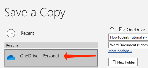 Выберите OneDrive
