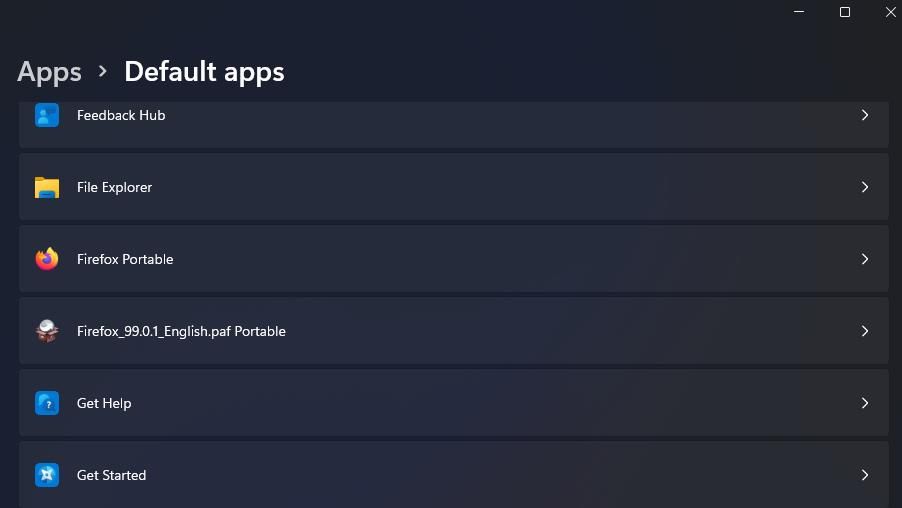 Список приложений по умолчанию в Параметрах Windows