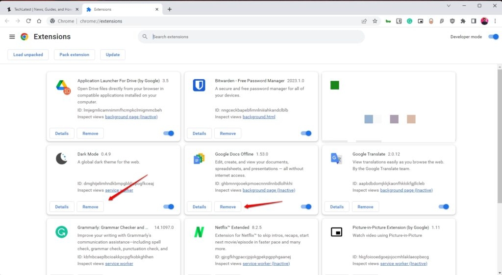 Удаление расширений Chrome и очистка кэша