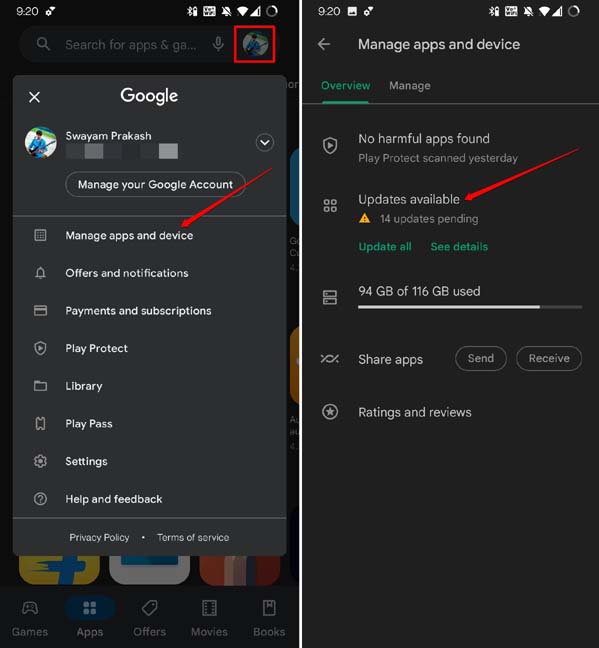 Обновление приложений в Google Play