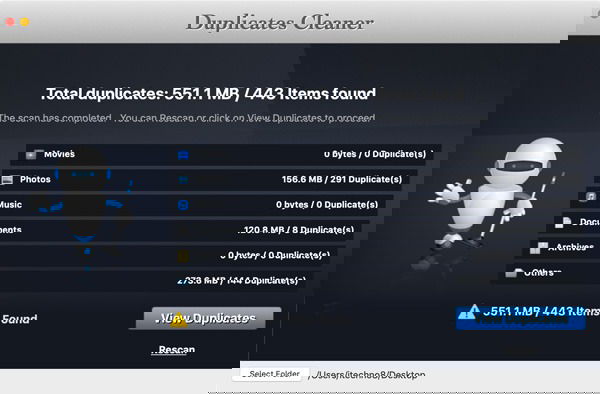 Интерфейс Duplicate Cleaner с результатами сканирования