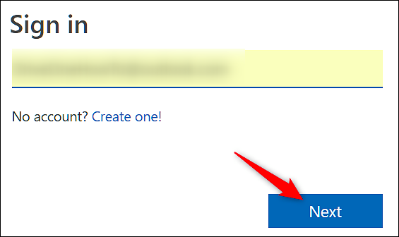 Поле ввода имени пользователя на странице входа Microsoft