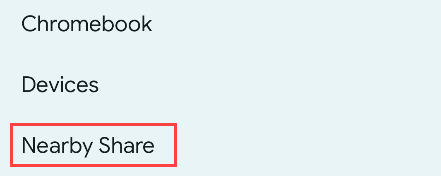 Настройка Nearby Share в меню