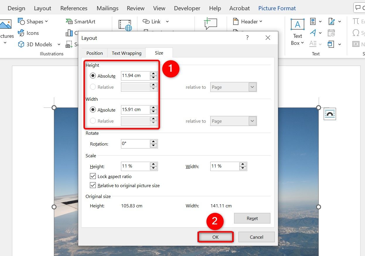 The 'Layout' window in Word.