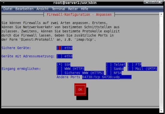 Добавление правила с портом 64738 для TCP и UDP в списке правил фаервола
