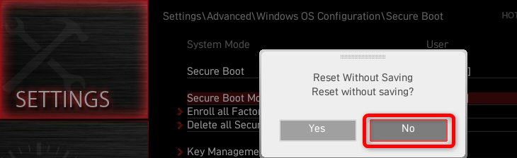 Не выходите без сохранения — в диалоге выберите No