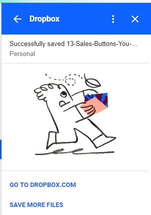 Уведомление об успешном сохранении файла в Dropbox