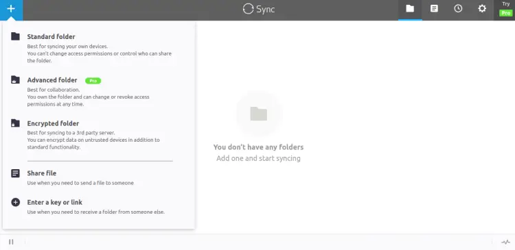 Добавление стандартной папки в Resilio Sync