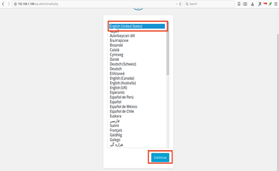 /файл: выбор языка при установке WordPress