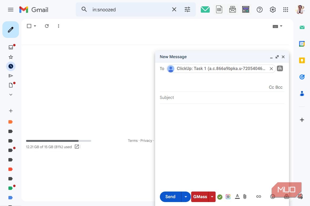 Вставка адреса задачи в Gmail