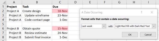 Apply the conditional formatting rule