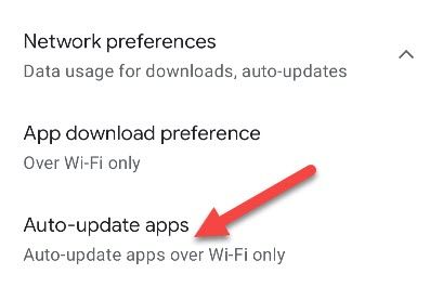 Выберите «Автообновление приложений»
