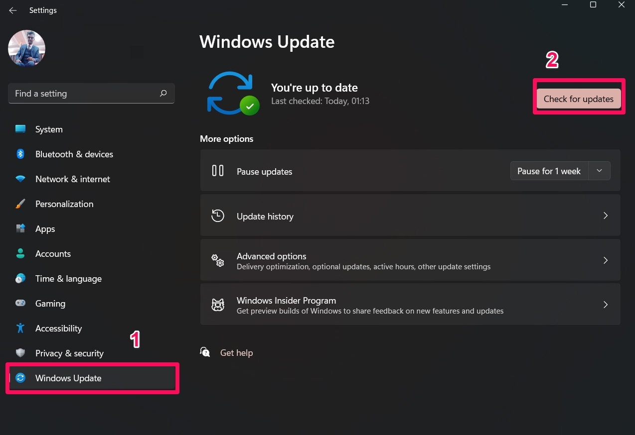 Проверка обновлений Windows