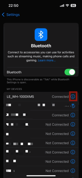 Настройки iPhone Bluetooth