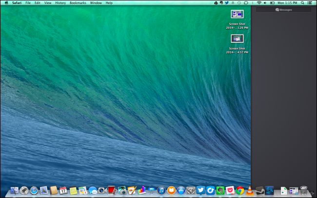 Открытие Центра уведомлений смахиванием двумя пальцами от правого края трекпада