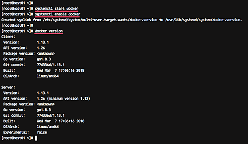Вывод статуса и версии Docker на CentOS 7