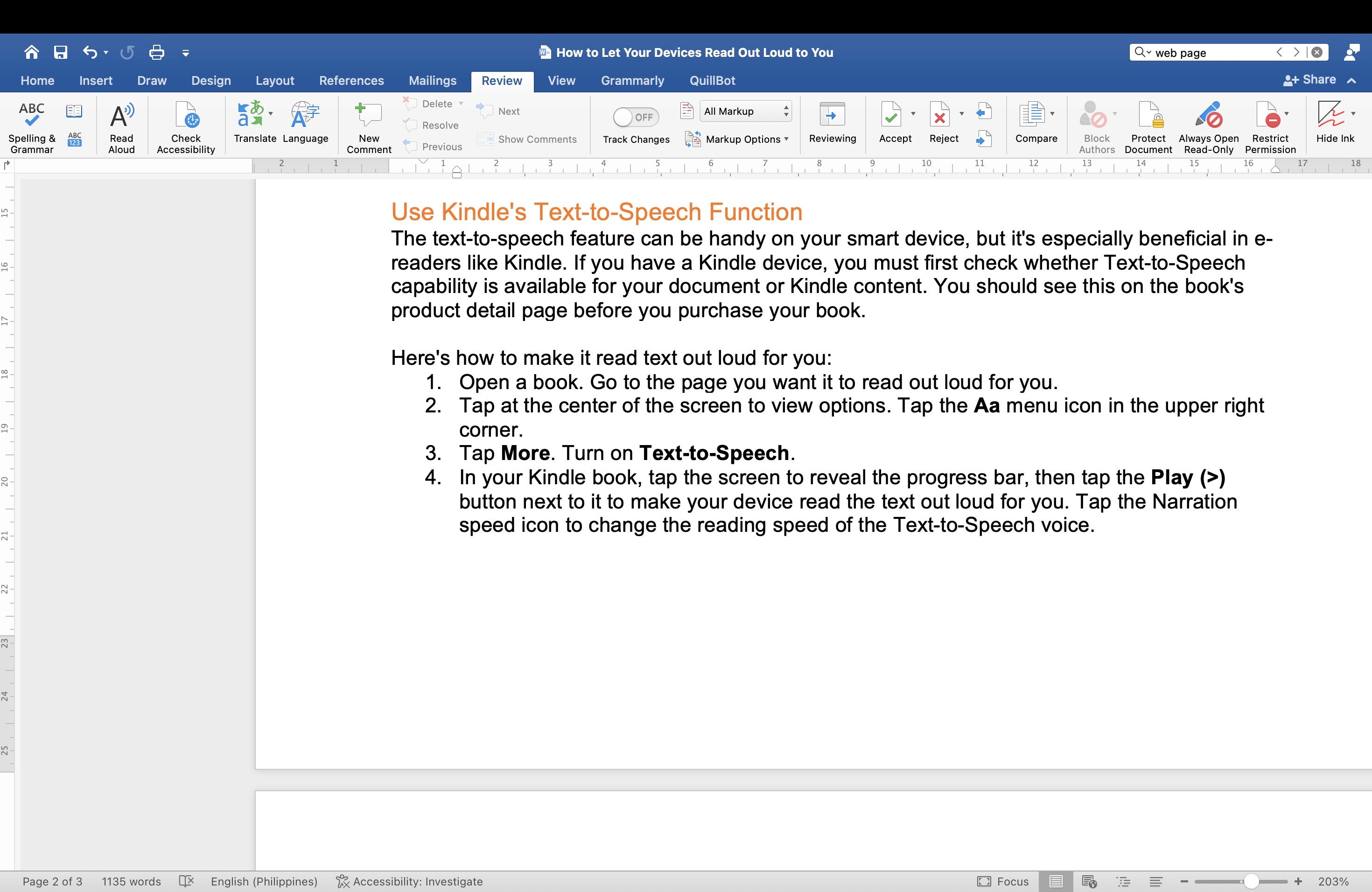 Функция «Чтение вслух» в Microsoft Word
