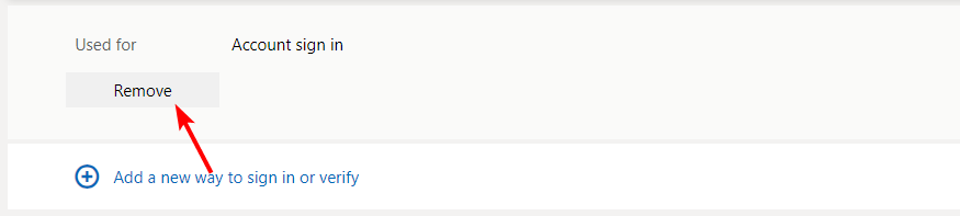 Список способов подтверждения личности в учётной записи Microsoft