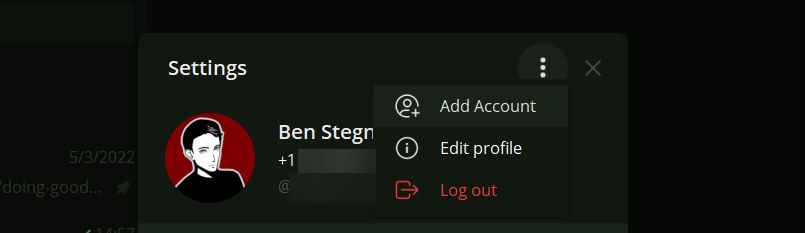 Добавление второго аккаунта Telegram на рабочем столе