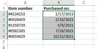 Выделенные ячейки с датами в Excel