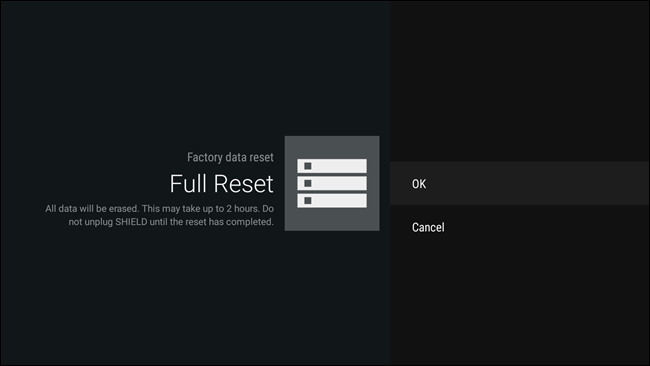 Подтверждение сброса данных