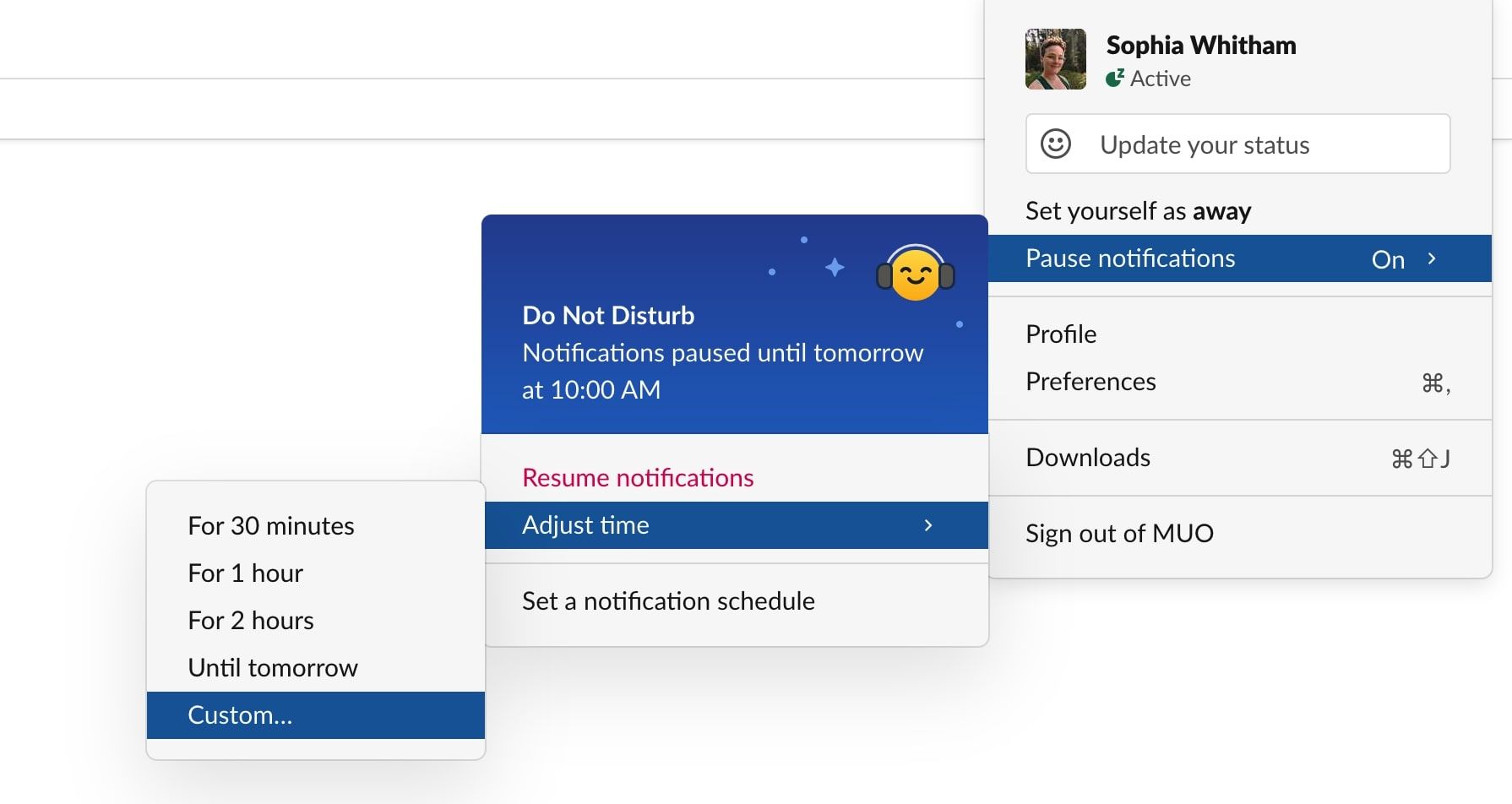 Пауза уведомлений в Slack