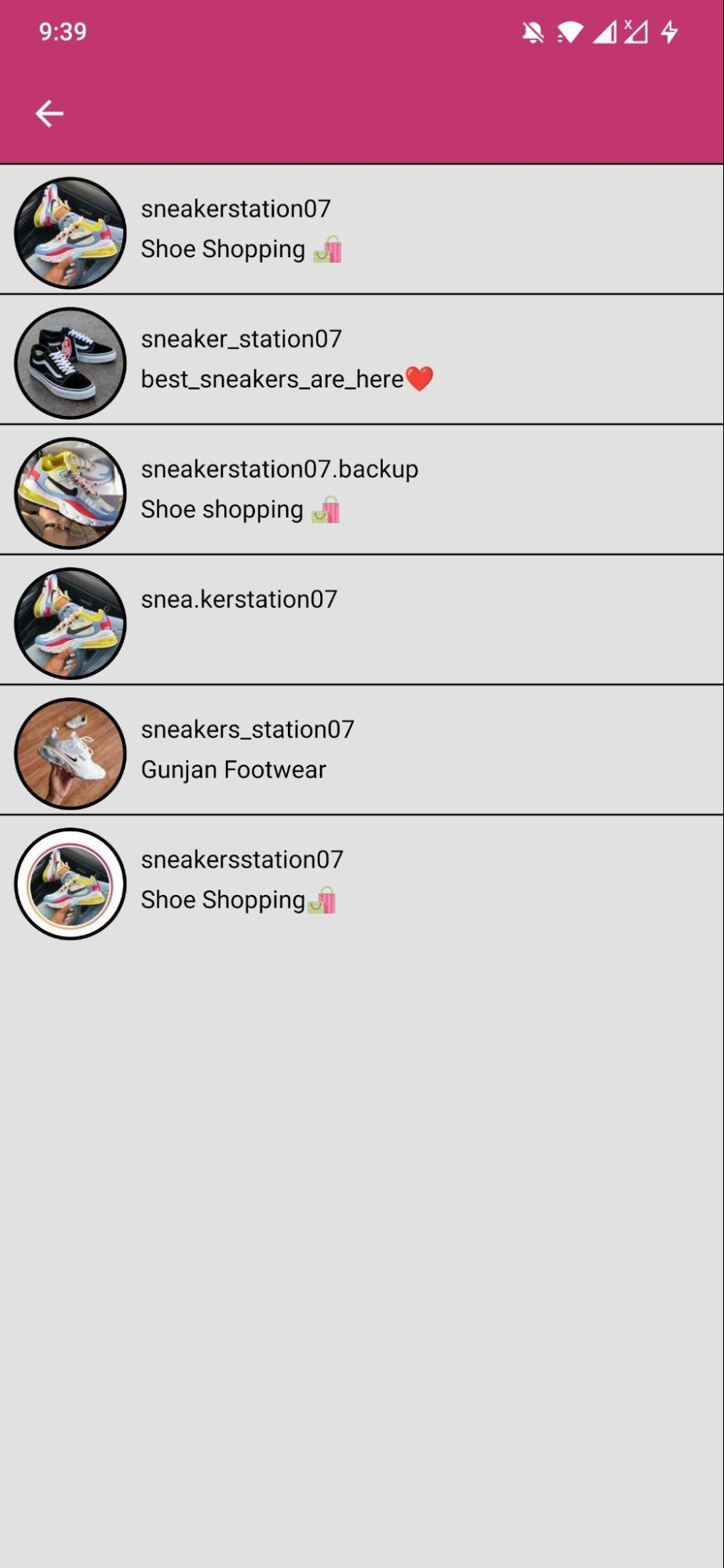 Выберите аккаунт из списка