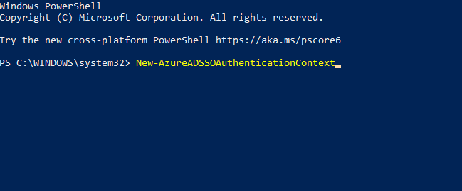 PowerShell: запуск New-AzureADSSOAuthenticationContext