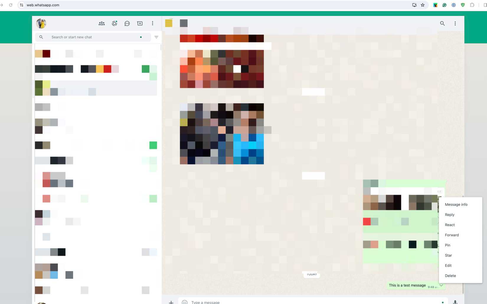 Редактирование сообщения в WhatsApp Web