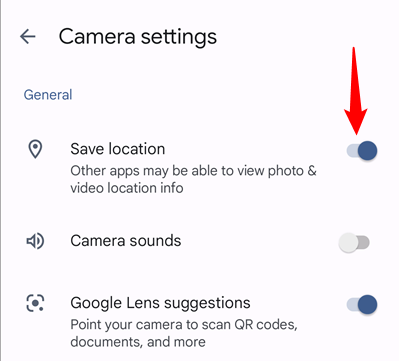 Включить или отключить «Сохранить местоположение» на Android