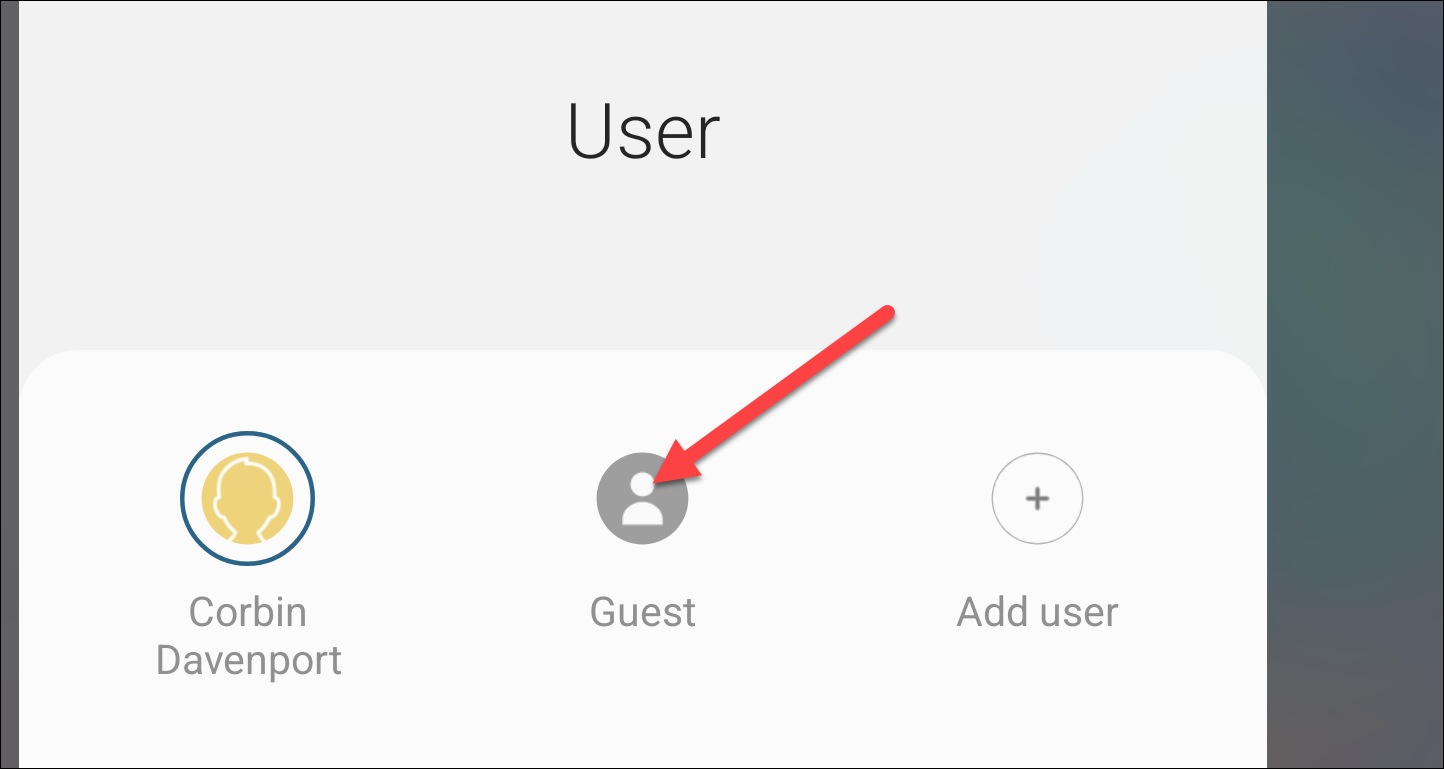 Выберите «Гость» для входа в гостевой профиль