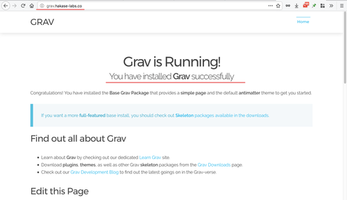 Стартовая страница Grav