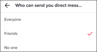 Отключение личных сообщений в TikTok