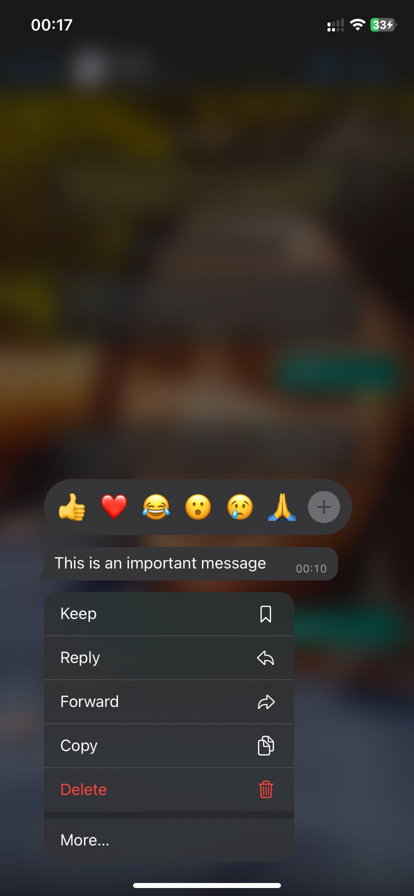 Опция Keep в WhatsApp