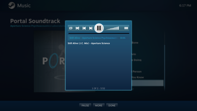 Выбор альбома и трека в Big Picture