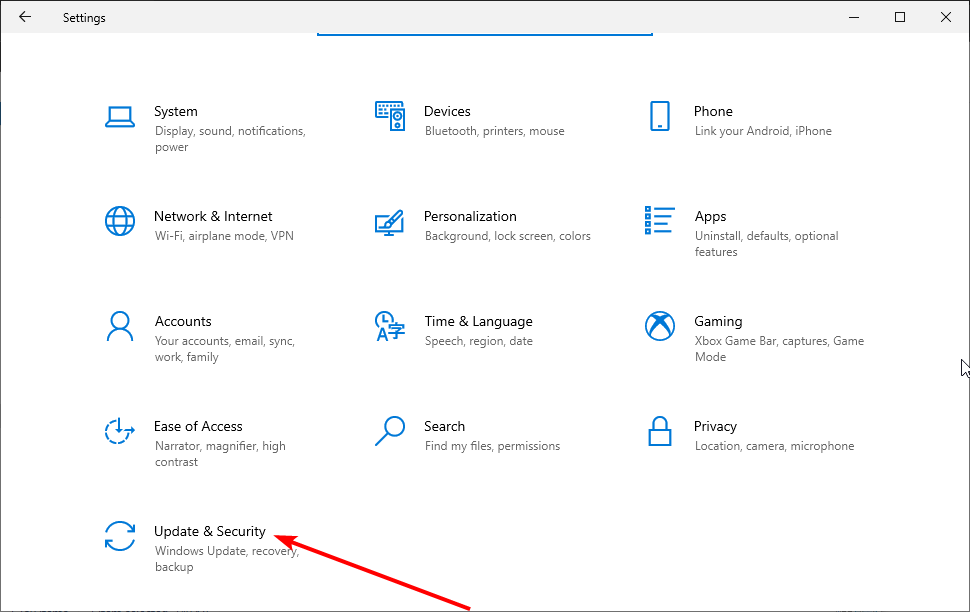 Параметры обновления и безопасности