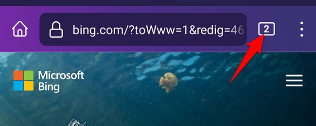 Нажмите на число вкладок в круге в Firefox