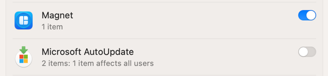 Disable individual login items to speed up startup