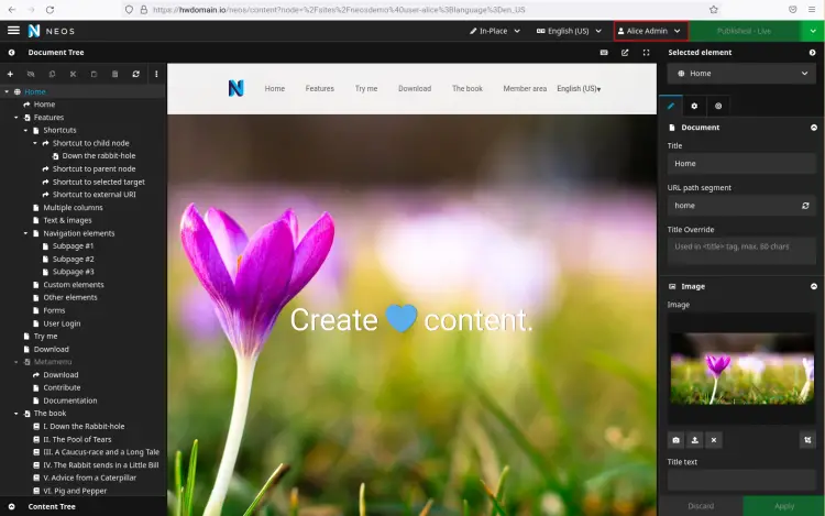 Neos: админская панель