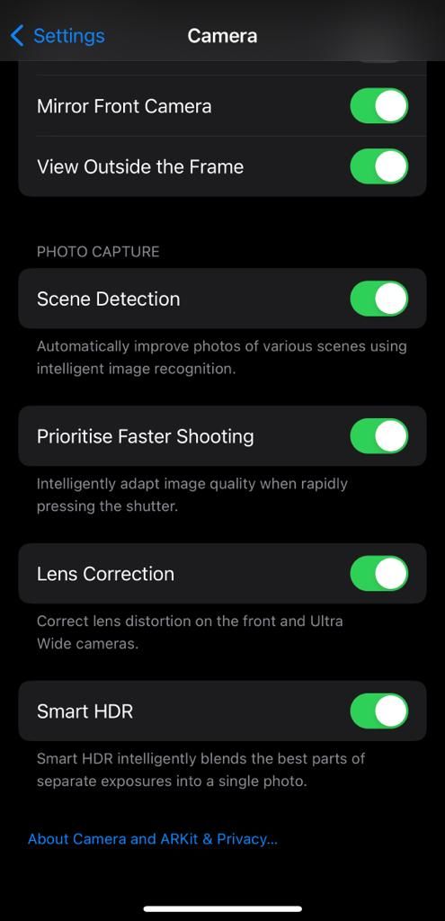 Параметр Smart HDR в iPhone