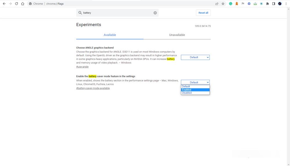 energy saver mode enabled