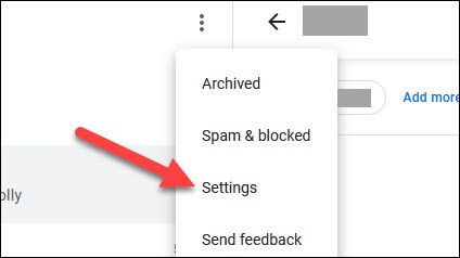 Меню в Messages for Web.