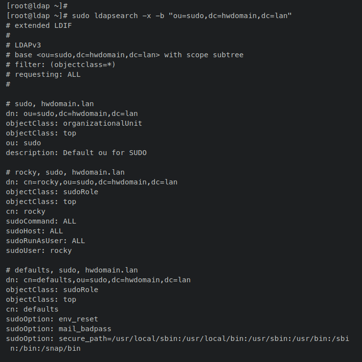 Вывод ldapsearch: список sudo-пользователей