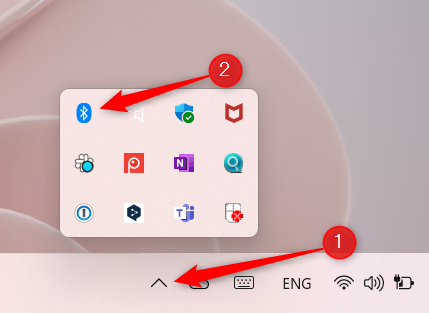 Нажмите значок Bluetooth в трее.