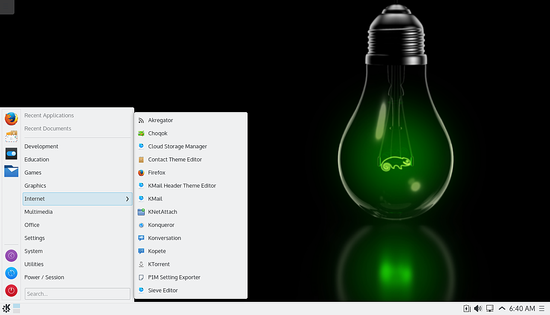 Меню OpenSUSE Leap KDE 5