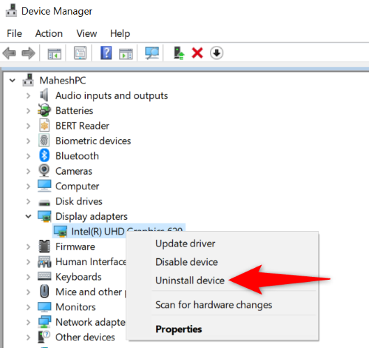 Выберите «Удалить устройство» в меню